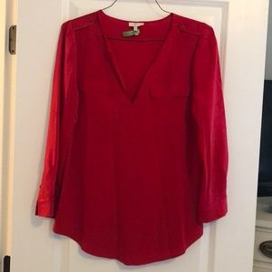 Joie red silk blouse